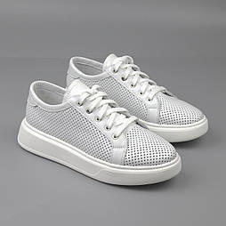 Білі легкі літні кросівки кеди шкіряні c перфорацією жіноче взуття повсякденне Rosso Avangard Pura Perf