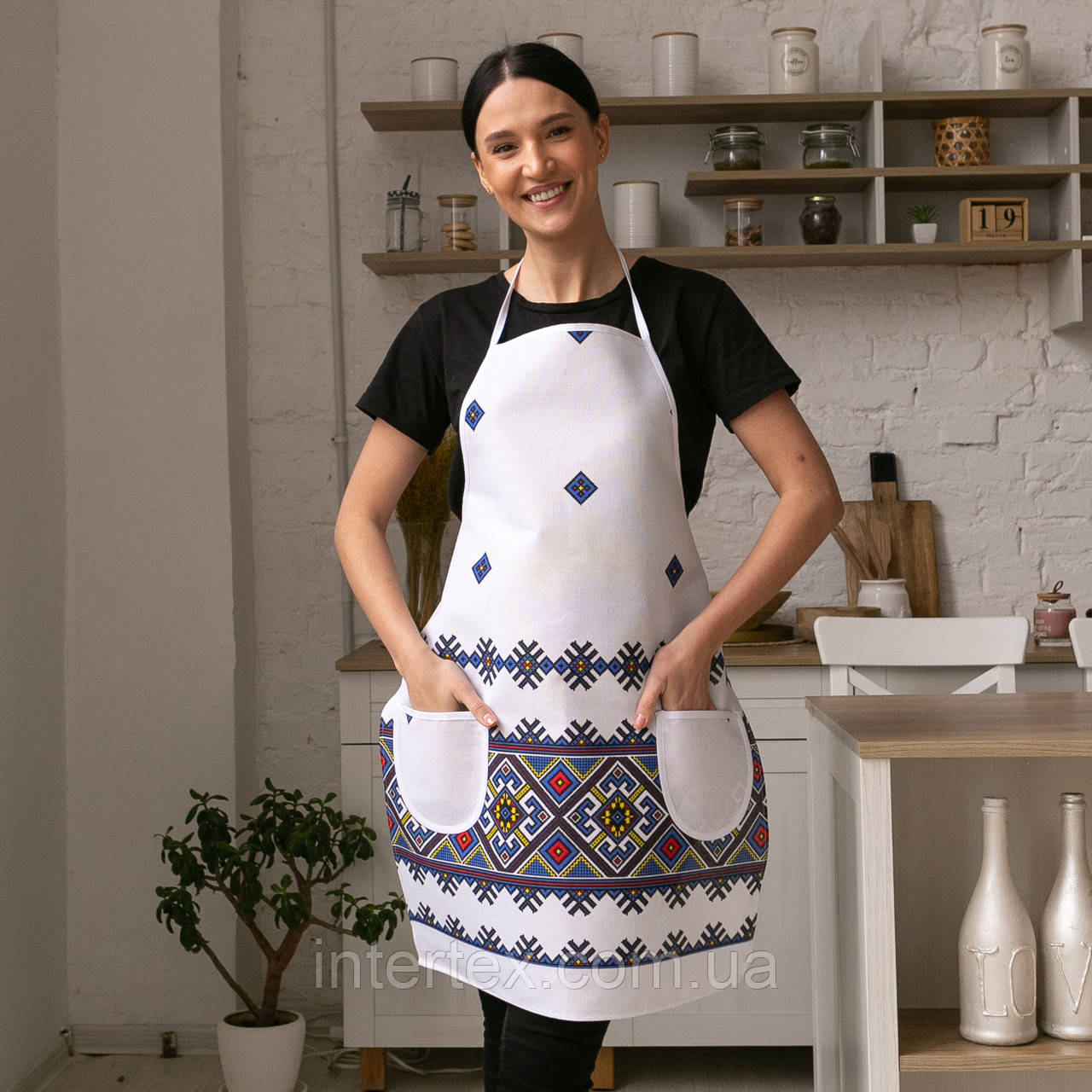 Фартух традиційний "Орнамент синій" (75х55 см.), фото 1