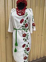 Плаття-вишиванка натуральний льон сукня ручна вишивка квіти