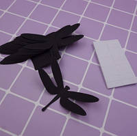 Украшения на стену стрекозы черные - в наборе 20 штук размером 7*3,5см, картон, есть 2-х сторонний скотч