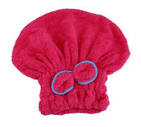 Полотенце тюрбан для сушки волос розовый - универсальный (подходит для детей и взрослых)