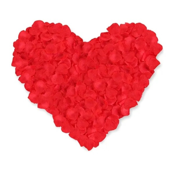 Пелюстки троянд на свадьбу штучні 100 штук 45 на 45 мм червоний