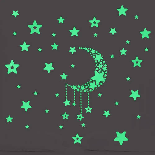 Люминесцентные наклейки на стену - размер стикера 20*27см, (впитывает ...