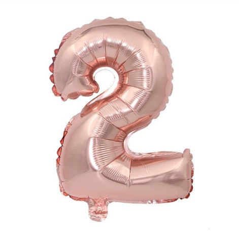 Кулька цифра 2 фольгована 32 дюйма рожеве золото, фото 1