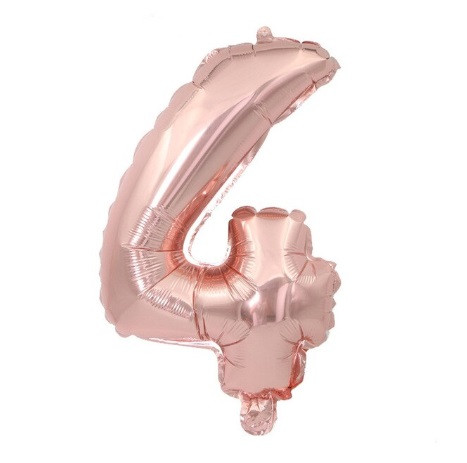 Кулька цифра 4 фольгована 32 дюйма рожеве золото, фото 1