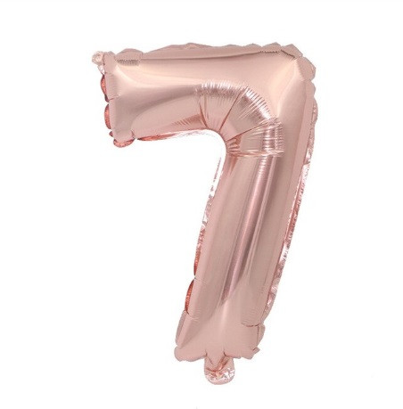 Шар цифра 7 святкова 16 дюймів рожеве золото, фото 1