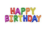 Кульки напис Happy birthday фольговані 16 дюймів різнобарвний, фото 2