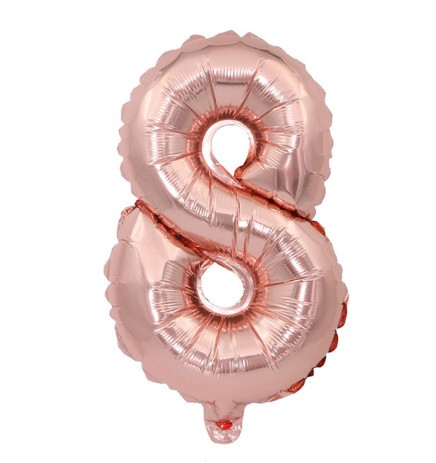 Кулька цифра 8 фольгована 32 дюйма рожеве золото, фото 1