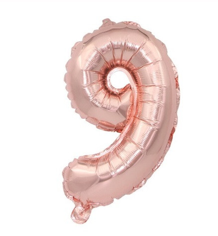 Шар цифра 9 святкова 16 дюймів рожеве золото, фото 1