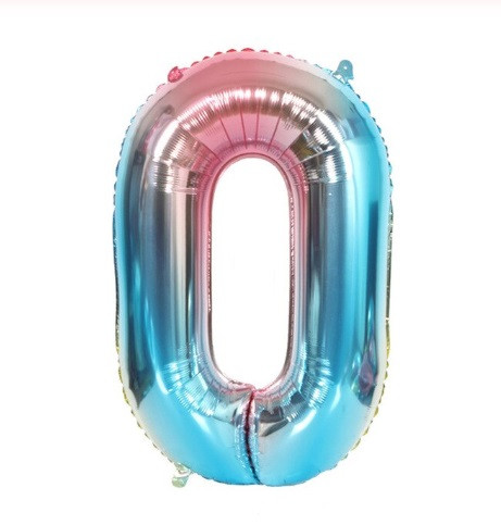 Кулька цифра 0 фольгована 32 дюйма різнобарвний, фото 1