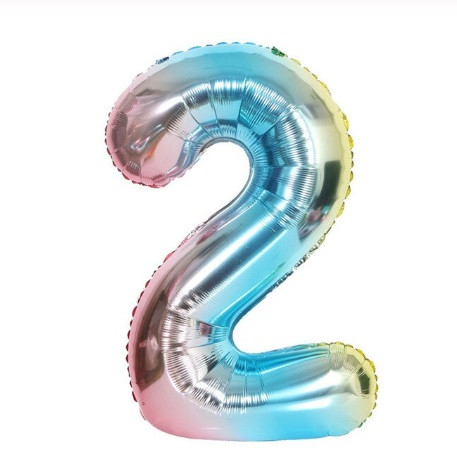 Кулька цифра 2 фольгована 32 дюйма різнобарвний, фото 1