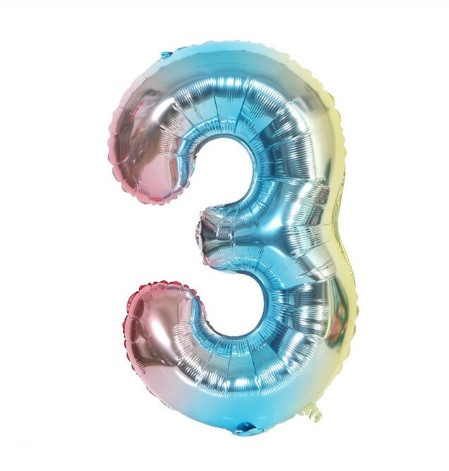 Кулька цифра 3 фольгована 32 дюйма різнобарвний, фото 1