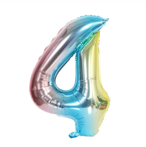 Кулька цифра 4 фольгована 32 дюйма різнобарвний, фото 1