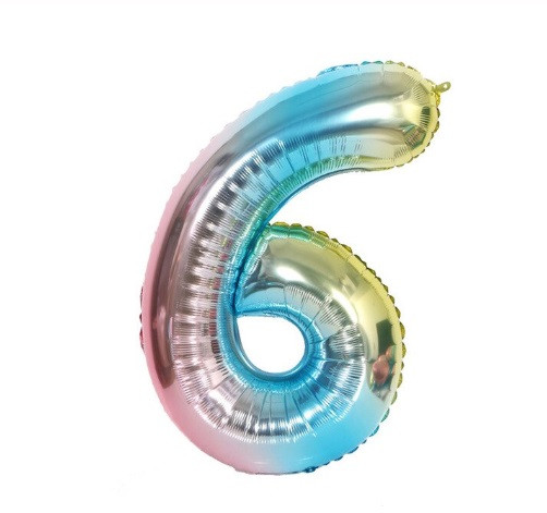 Кулька цифра 6 фольгована 32 дюйма різнобарвний, фото 1