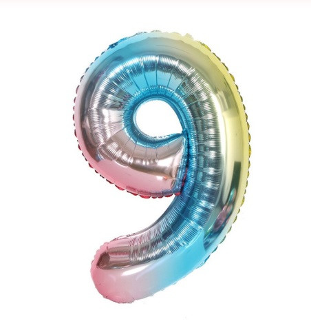 Кулька цифра 9 фольгована 32 дюйма різнобарвний, фото 1