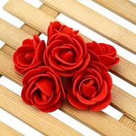 Головки цветов для рукоделия 50 штук 3 см красный
