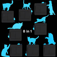 Люминесцентная наклейка "Коты с мышками" - 20*15см (поглощает свет и светится в темноте голубым)