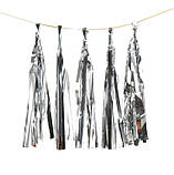 Пензлики тасел паперові гірлянди 5 шт 35 см сріблястий, фото 3