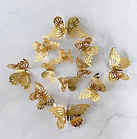 Бабочки для декора золото - 12шт. в наборе, так же есть 2-х стронний скотч в наборе