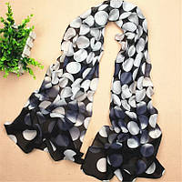 Женский шарф в горошек черный - размер приблизительно 150см на 47см, вискоза