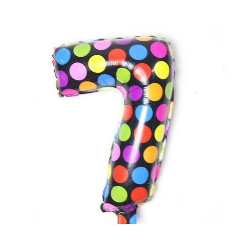 Кулька цифра 7 у горошок 16 дюймів різнобарвний, фото 1