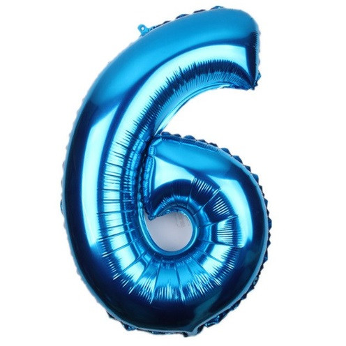 Кулька цифра 6 фольгована 32 дюйма блакитний, фото 1