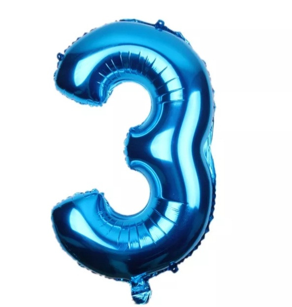 Кулька цифра 3 фольгована 32 дюйма блакитний, фото 1