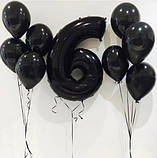 Кулька цифра 6 фольгована 32 дюйма чорний, фото 2