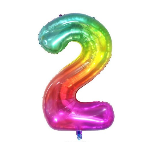 Кулька цифра 2 фольгована 40 дюймів різнобарвний, фото 1