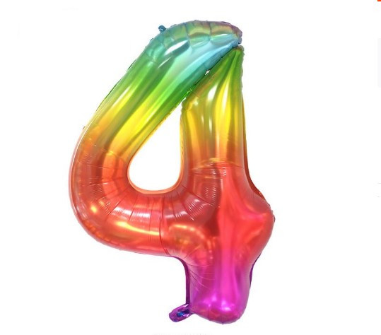 Кулька цифра 4 фольгована 40 дюймів різнобарвний, фото 1