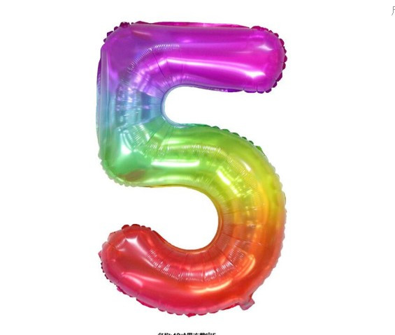 Кулька цифра 5 фольгована 40 дюймів різнобарвний, фото 1
