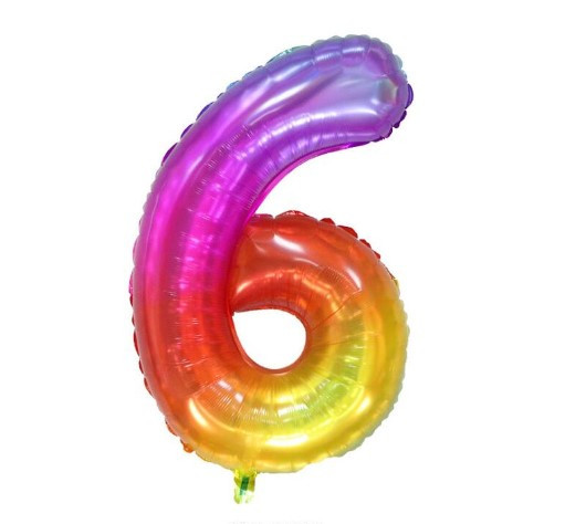 Кулька цифра 6 фольгована 40 дюймів різнобарвний, фото 1