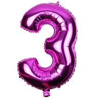 Кулька цифра 3 фольгована 32 дюйма бургунді