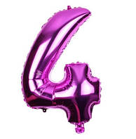 Кулька цифра 4 фольгована 32 дюйма бургунді