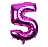 Кулька цифра 5 фольгована 32 дюйма бургунді