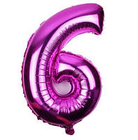 Кулька цифра 6 фольгована 32 дюйма бургунді
