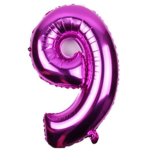 Кулька цифра 9 фольгована 32 дюйма бургунді, фото 1