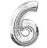 Кулька цифра 6 фольгована 32 дюйма сріблястий, фото 2