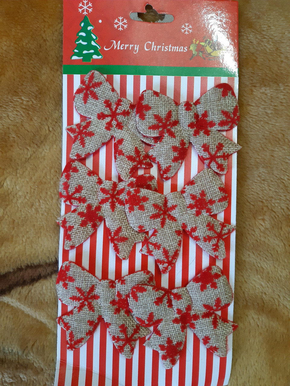 Новорічні банти на ялинку 6 штук 7 на 5 см різнобарвний, фото 1