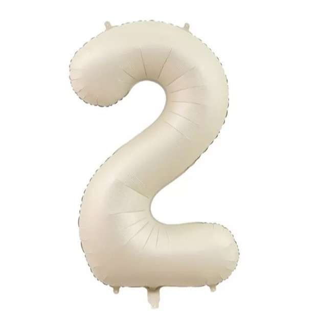 Кулька цифра 2 фольгована 32 дюйма кремовий, фото 1