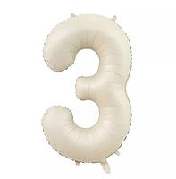 Кулька цифра 3 фольгована 32 дюйма кремовий