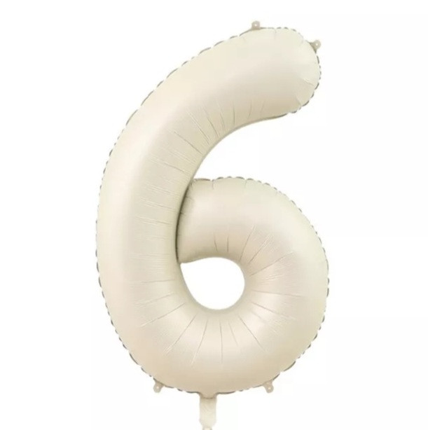 Кулька цифра 6 фольгована 32 дюйма кремовий, фото 1