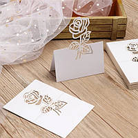 Рассадочные карточки для гостей с розой 10 штук 9 на 10 см белый