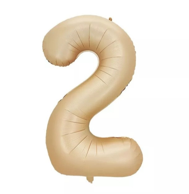 Кулька цифра 2 фольгована 32 дюйма карамельний, фото 1