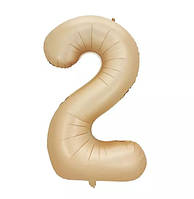 Кулька цифра 2 фольгована 32 дюйма карамельний