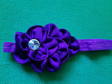 Ошатна пов'язка дитяча фіолетова - квітка 10см, розмір універсальний (на резинці)