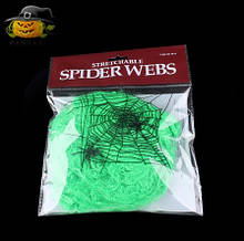 Штучна павутина на Хелловін зелена - розмір упаковки 16*11см