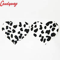 Наклейки на бюст Сердечка 75 мм леопардовий