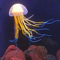 Медуза в аквариум силиконовая 55 на 150 мм оранжевый
