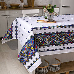 Скатертина традиція "Орнамент синій" 1.5м х 1.1м (кухонний стіл)